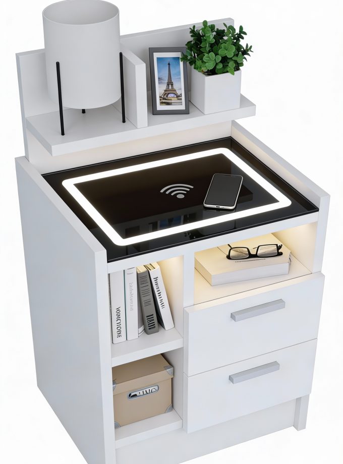 Mesa de Luz Charols con Cargador Inalámbrico