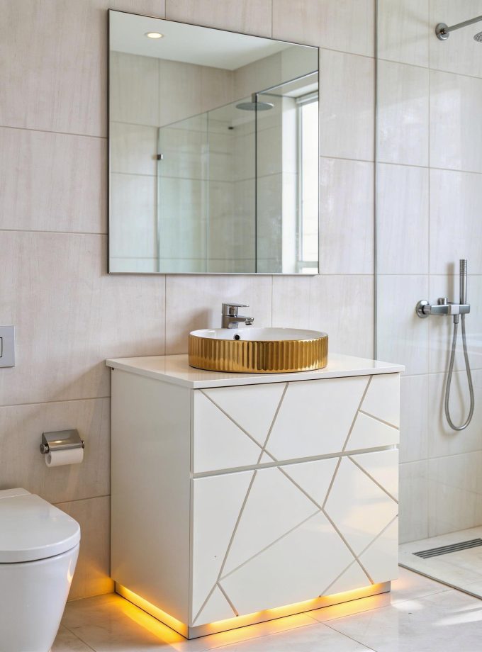 Vanitory Laqueado Con Frentes de Cajones Ruteado C/ Vasija