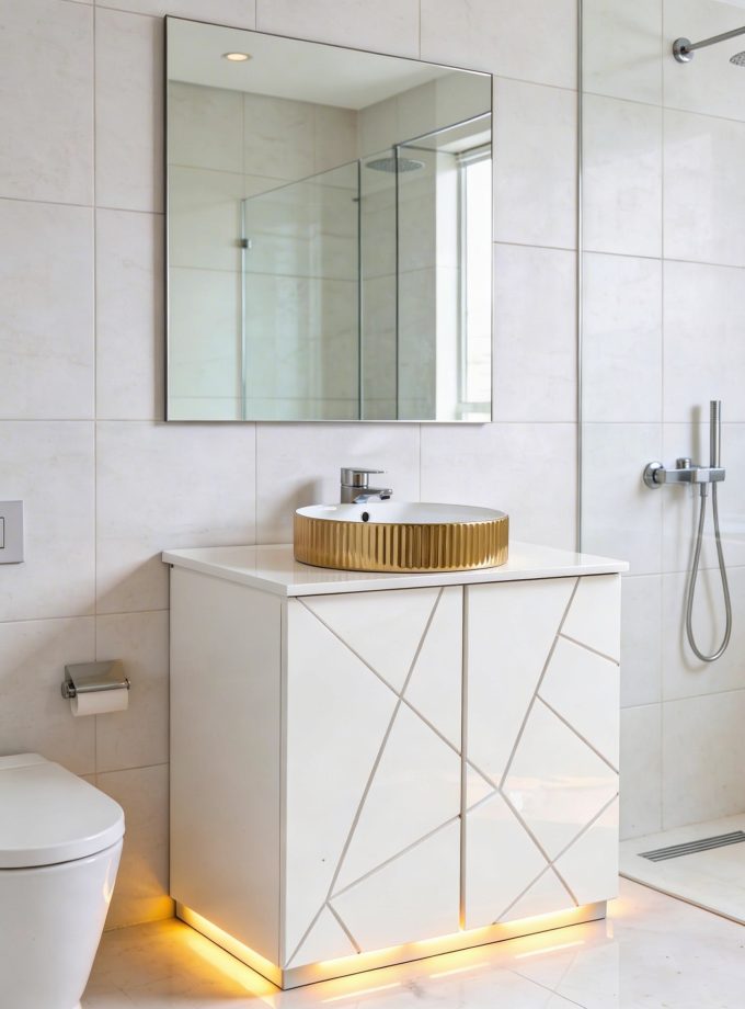 Vanitory Laqueado Con Puertas Ruteado C/ Vasija